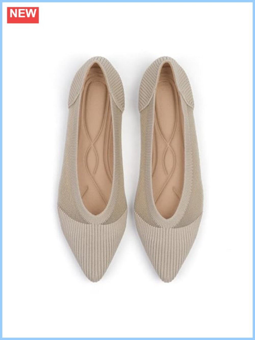 Women's Knit Pointed Toe Ballet Flats Comfortable Casual Work Shoes